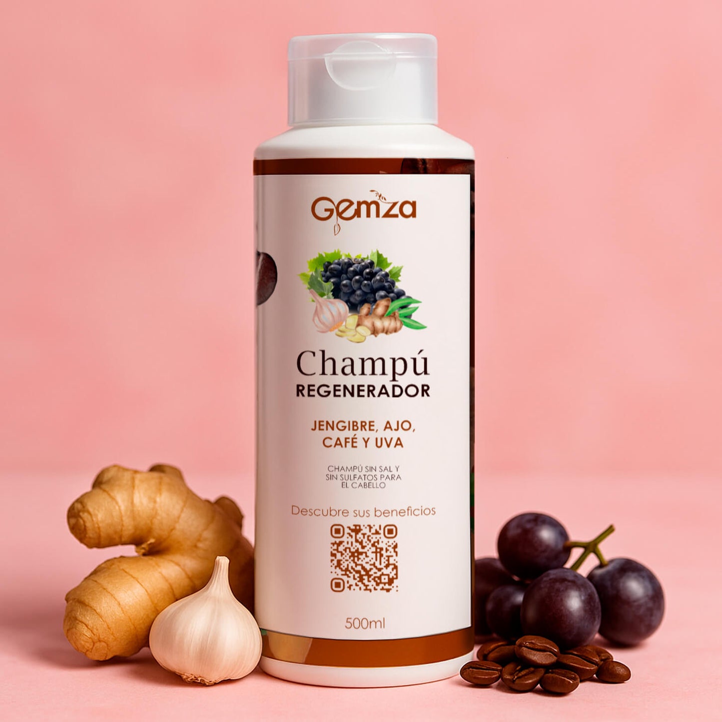 Champú Regenerador (Café, Jengibre y Ajo)