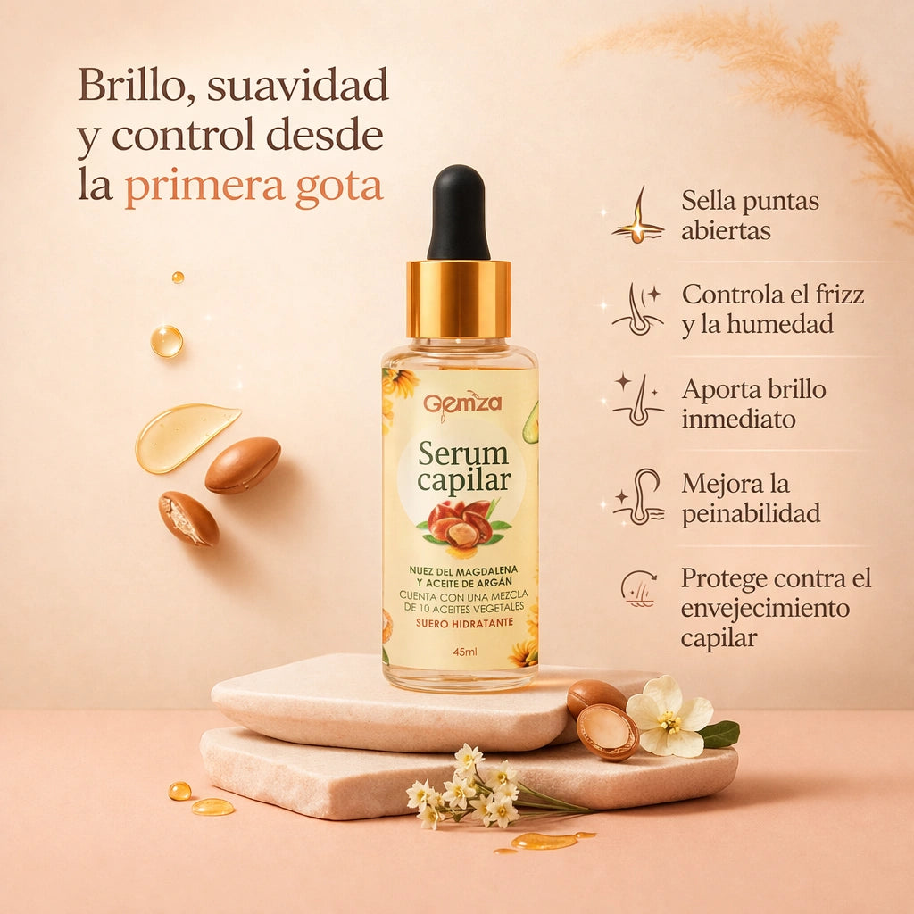 Sérum Capilar Reparador de puntas | Brillo y Control Antifrizz