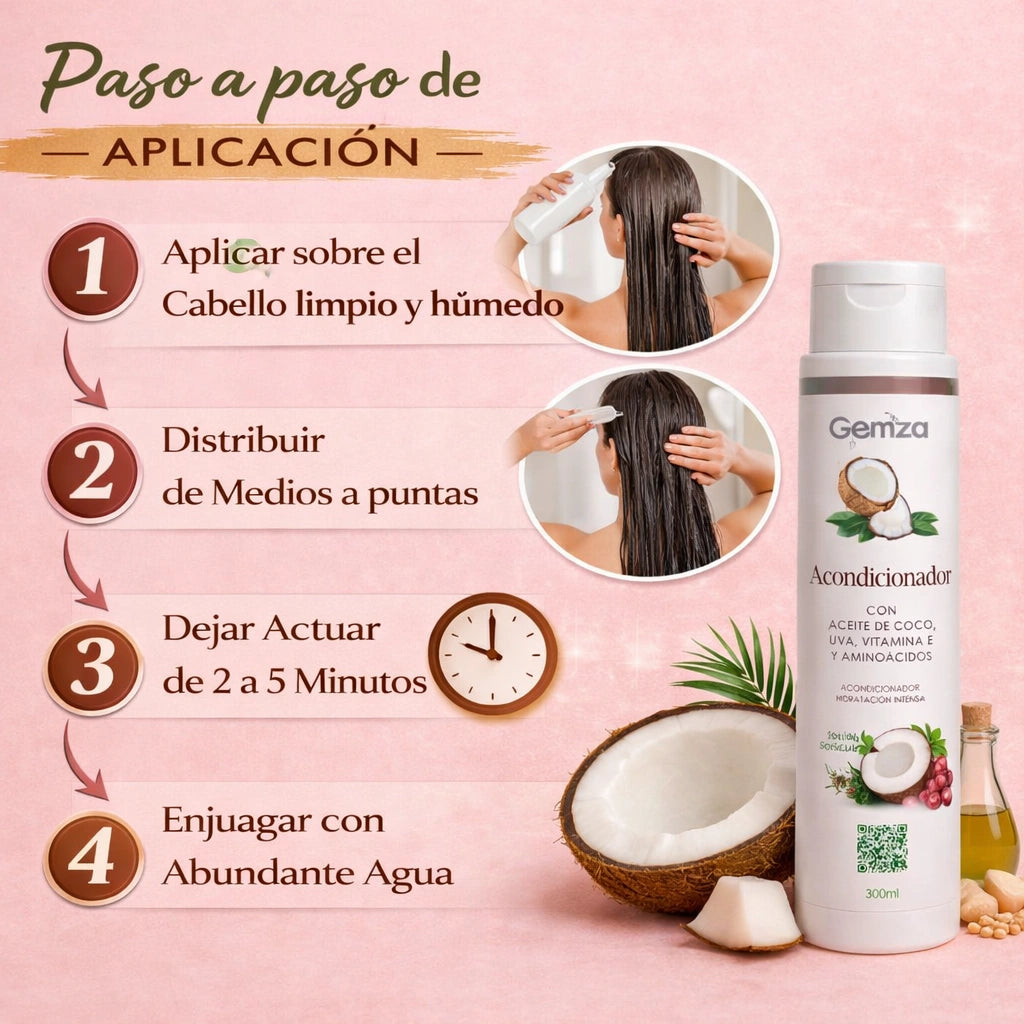 Acondicionador Coco y Vitamina E – Hidratación y Suavidad