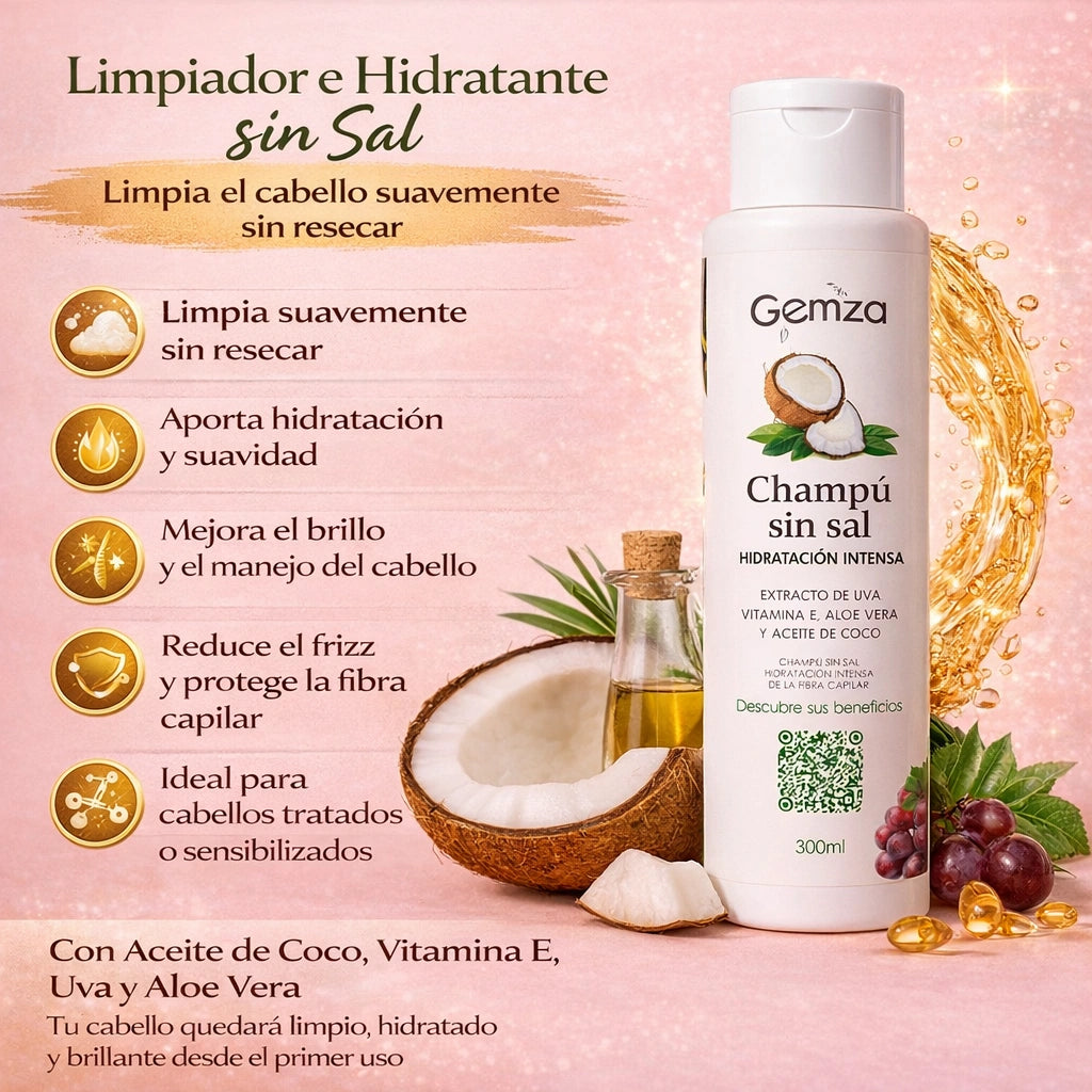 Champú Coco y Vitamina E | Hidratación Intensa Sin Sal